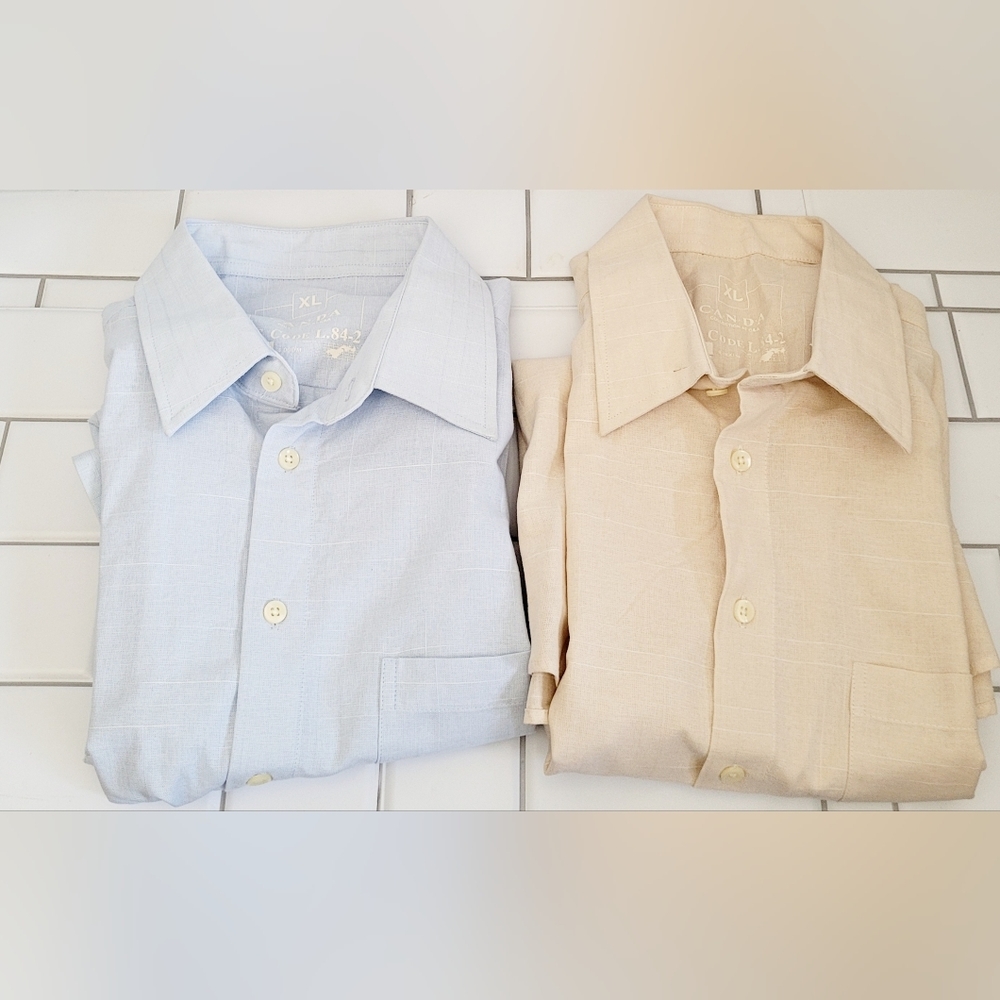 Canada C&A Lot Of 2 Mens 100% Cotton Short Sleeve Button Front Shirt Color(S) Ta